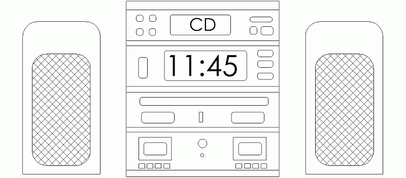 Bloques AutoCAD Gratis - Aparatos electrónicos: Cadena musical