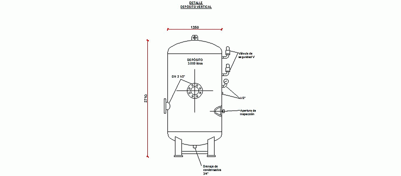 Bloque AutoCAD depsito de 3000 litros de aire comprimido