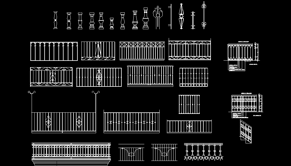 Bloques AutoCAD Gratis - Librerias de barandillas, balcones, barrotes