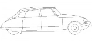 Coche en alzado lateral, Citroën DS – Tiburón