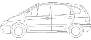 Coche alzado lateral, Renault Escenic