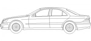 Coche en alzado lateral. Marca: Mercedes-Benz