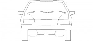 Coche. Vista en Alzado frontal. Modelo clásico, 3