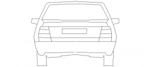 Coche en alzado posterior. Modelo clásico