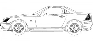 Coche. Alzado lateral. Mercedes-Benz SLK