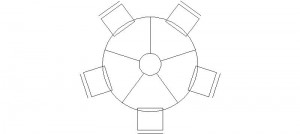 Mesa circular con cinco sillas