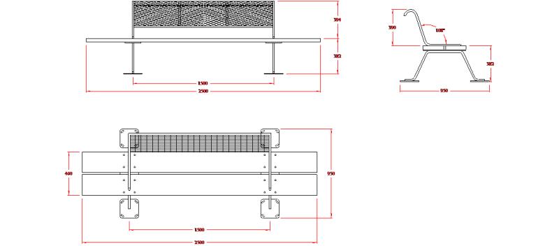 Bloques AutoCAD Gratis de Vistas en planta, alzado lateral y frontal de