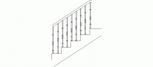 Barandilla de escalera de barrotes verticales, alzado lateral