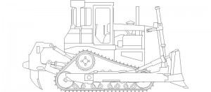 Alzado lateral de Bulldozer con ripper