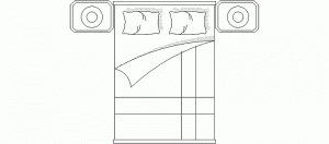 Cama doble con mesillas y lámparas, mod. 2