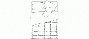 Cama doble vista en planta, mod. 2