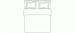 Cama doble vista en planta, mod. 5