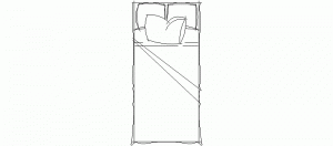 Cama individual vista en planta, mod. 6