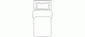 Cama individual vista en planta, mod. 7