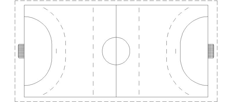 barricada código Morse lengua Bloques AutoCAD Gratis de Cancha de balonmano