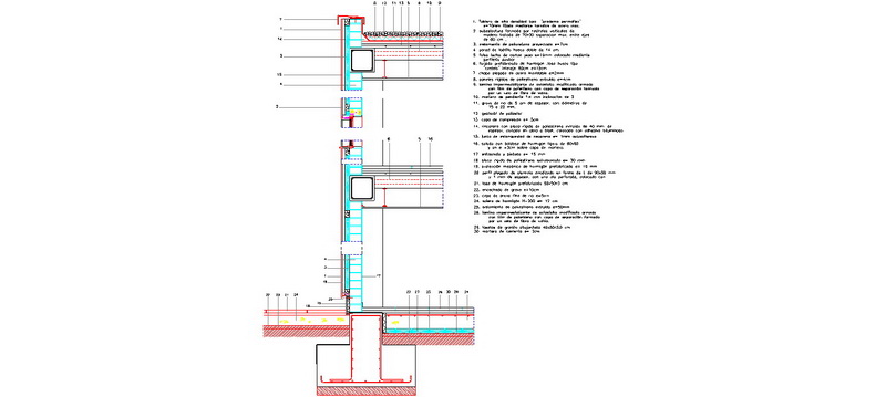 Bloques AutoCAD Gratis de Sección detalle de fachada