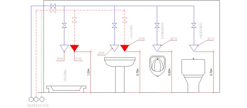 Bloques AutoCAD Gratis de esquema fontanería baño tomas ...