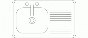Fregadero 1 seno con escurreplatos, mod. 2