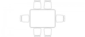 Mesa rectangular con 6 sillas-mod 5