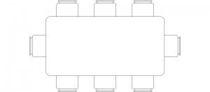Mesa rectangular con 8 sillas-mod 2