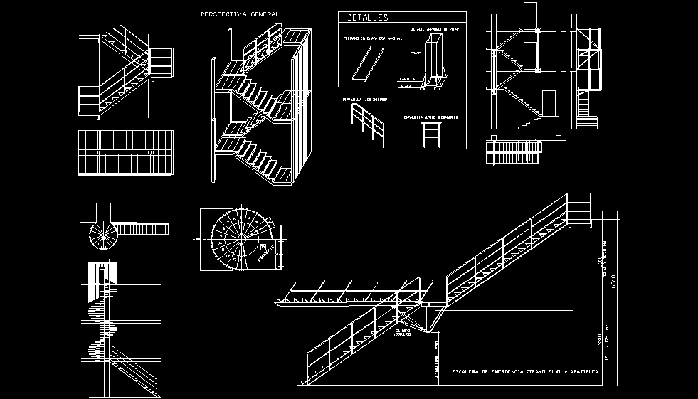 Bloques AutoCAD Gratis de detalles de escaleras y representaciones en