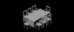 mesa rectangular con 8 sillas en 3 dimensiones