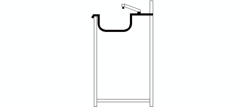 mueble de lavabo en sección lateral