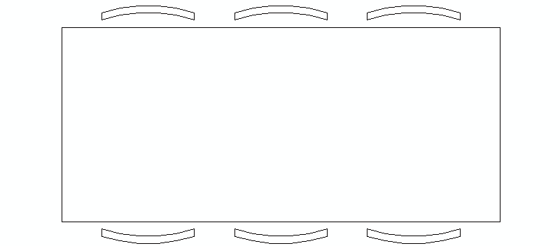 mesa de reunión para 6 personas vista en planta