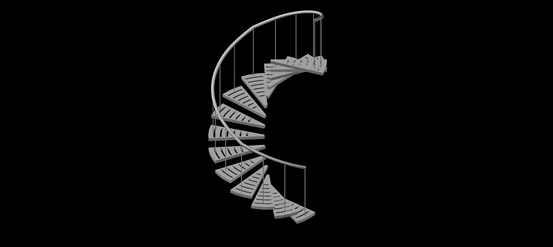 escalera de caracol en 3d (3 dimensiones)