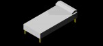 cama individual en 3d (3 dimensiones) modelo 01