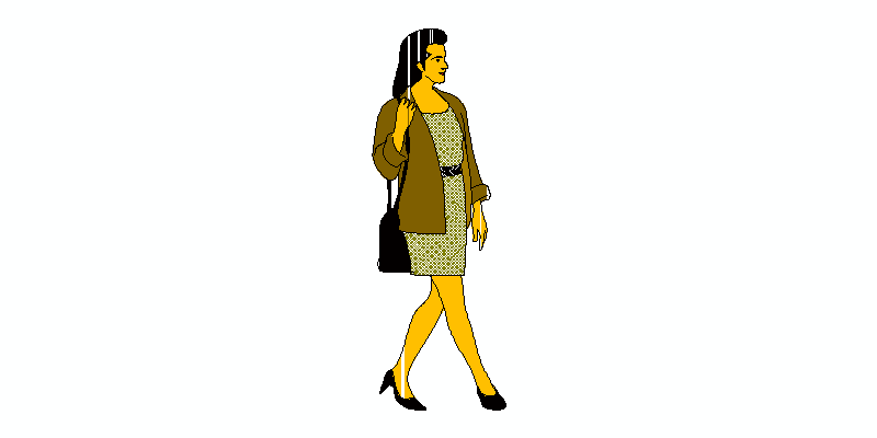 figura coloreada de mujer en alzado