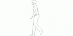 hombre caminando en alzado lateral