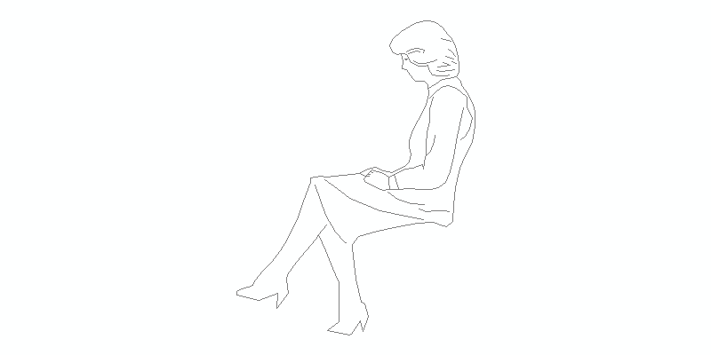 figura de mujer sentada en alzado