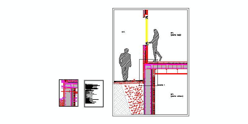 detalle sección constructiva de fachada de piedra