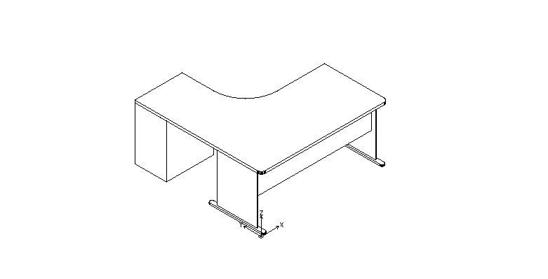 mesa de oficina en L en 3 dimensiones