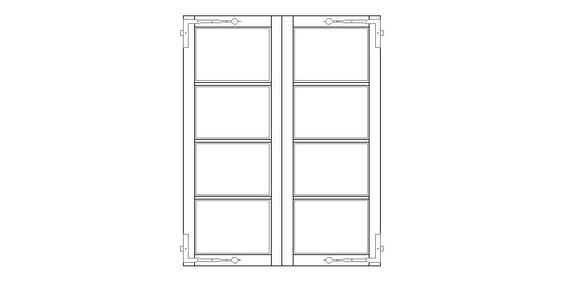 ventana de dos hojas en alzado