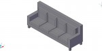 sofá recto de 4 plazas en 3 dimensiones