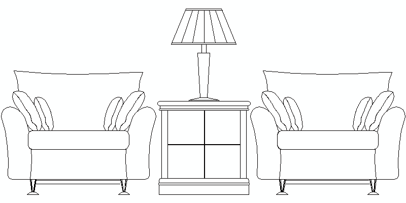 conjunto de sillones y mesa auxiliar con lámpara