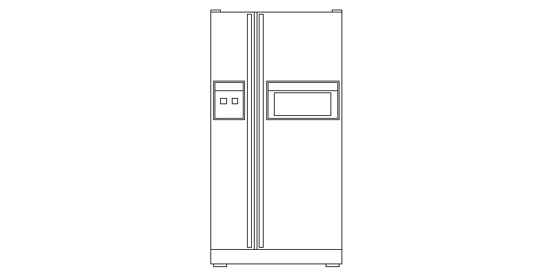 nevera de doble puerta vista en alzado frontal