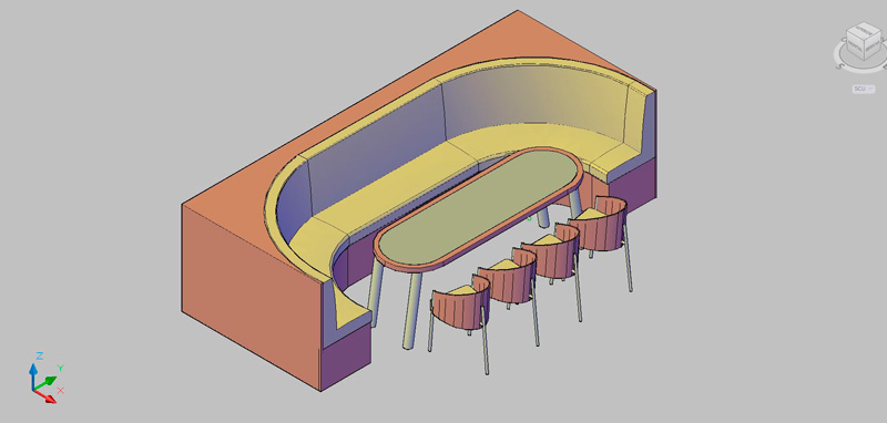 conjunto de mesa con butaca y sillas para cafetería