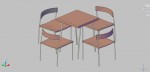 mesa de cafetería con 4 sillas en 3d