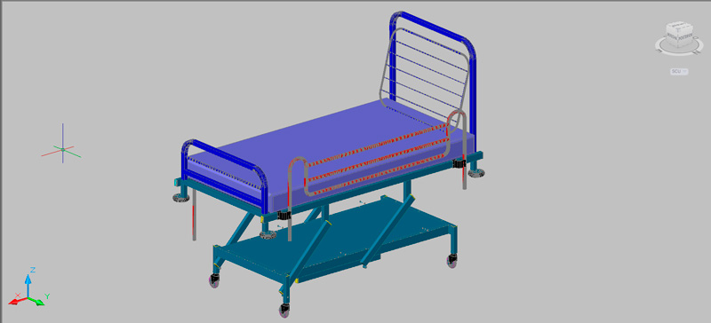 cama de hospital en 3d (3 dimensiones)