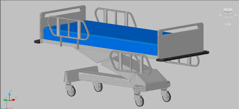 cama de hospital en 3d, mod. 02 (3 dimensiones)