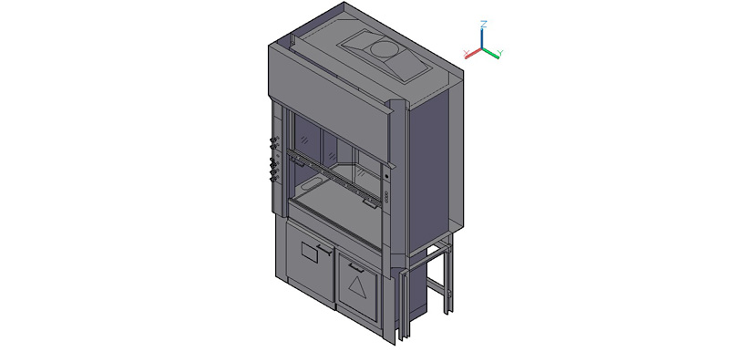 vitrina de gases laboratorio con almacenamiento inferior 3d