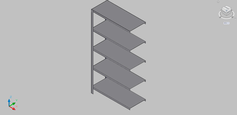 estantería de pared para laboratorio en 3d