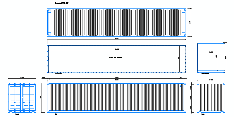 contenedor de mercancías de longitud 12,20m