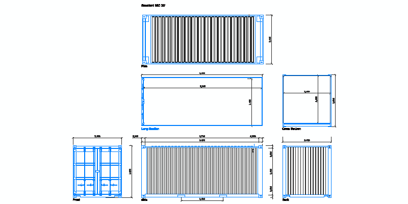 contenedor de mercancías de longitud 6,10m