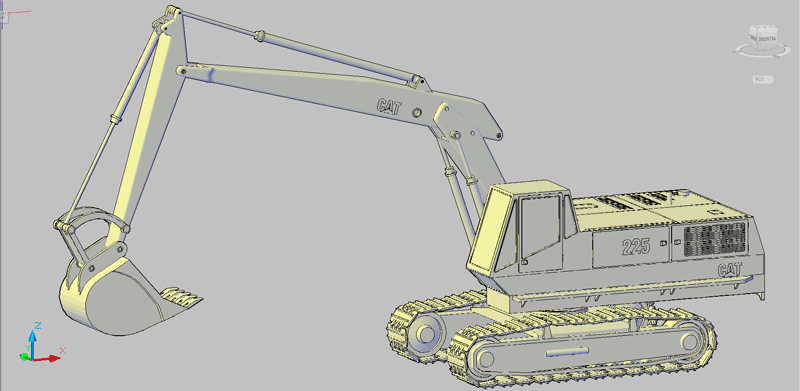 retroexcavadora CAT 225 en 3 dimensiones