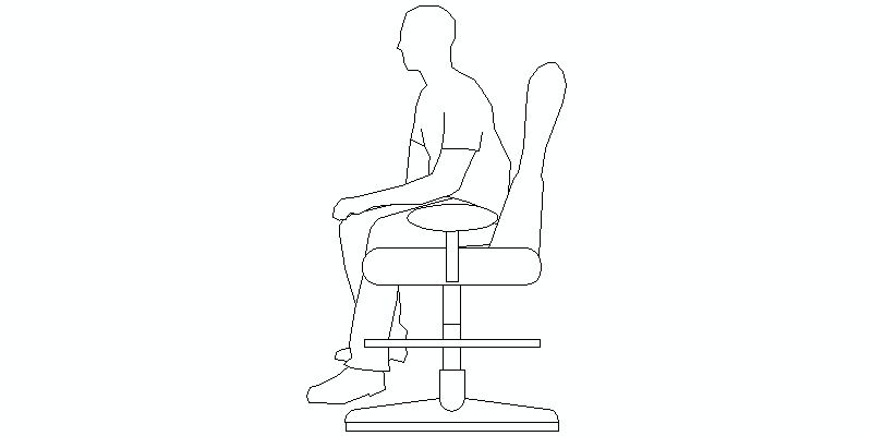 silla de peluquería masculina en alzado lateral