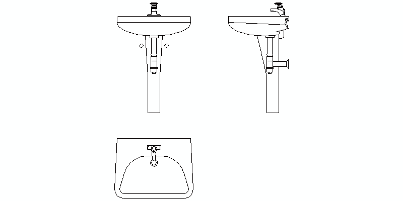 lavabo de pedestal con grifería, vistas completas